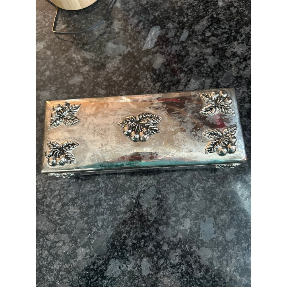 Silver plate with cherries, Godinger Jewelry box